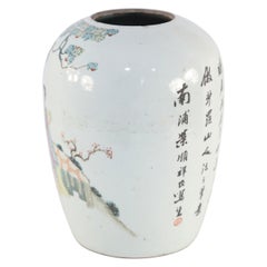 Chinese White and Figurative Scene Porcelain Winter Melon Vase
