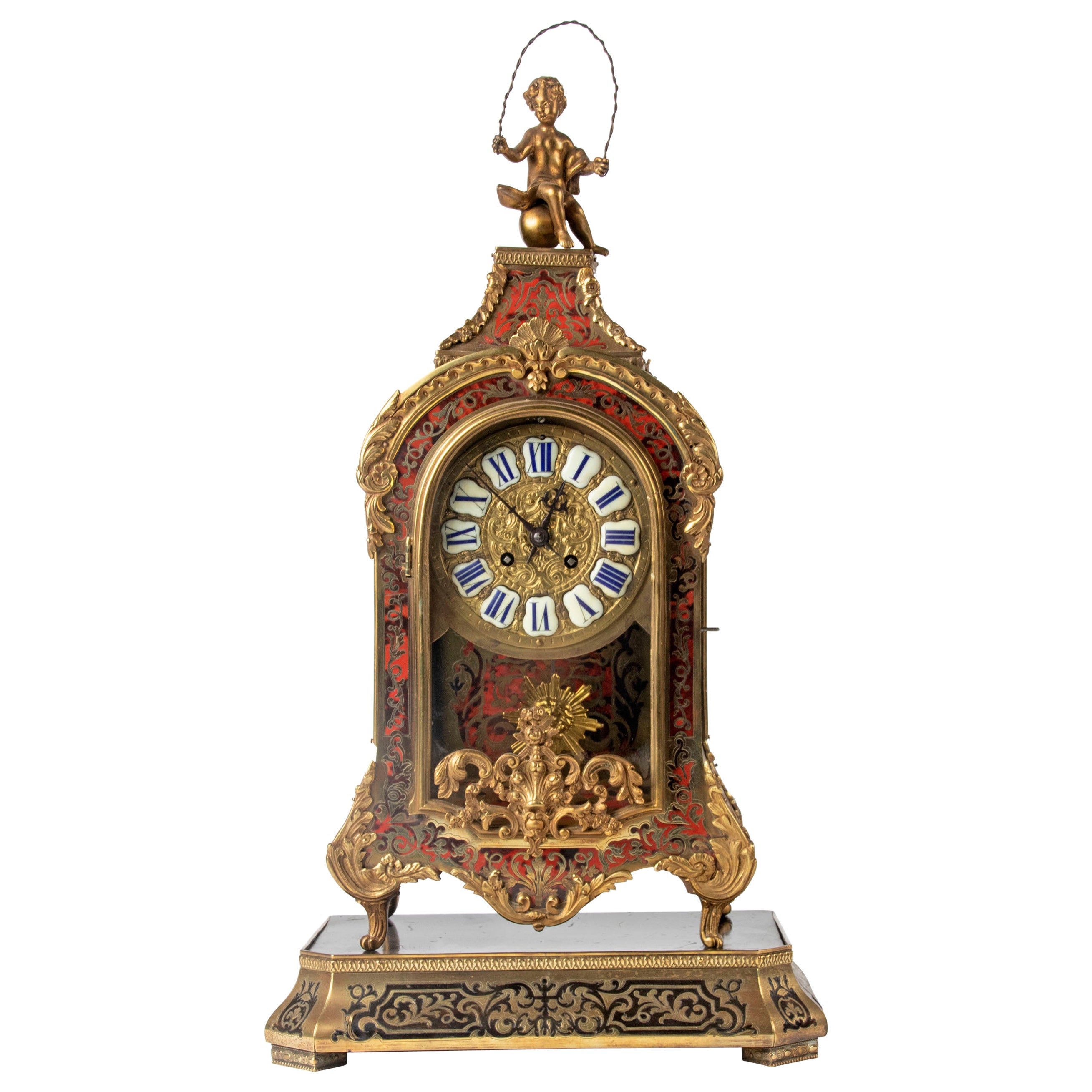 19th Century Napoleon III Tortoiseshell Boulle Clock Pendule