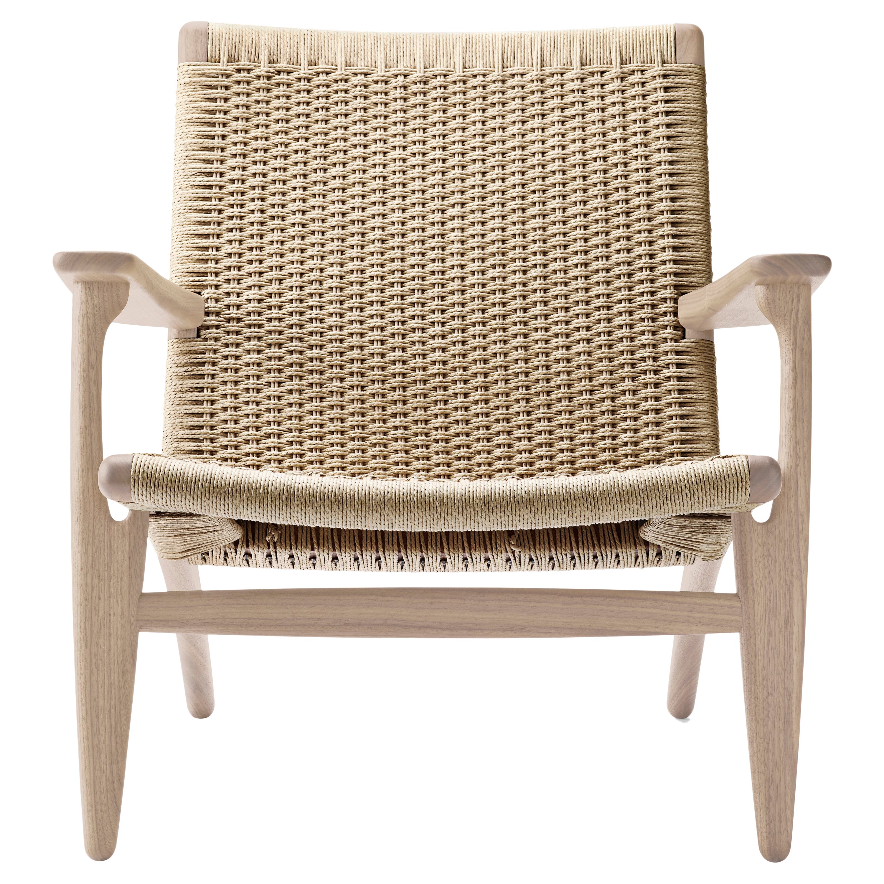 CH25 Easy Lounge Chair in Oak Soap with Natural Papercord Seat by Hans J. Wegner
