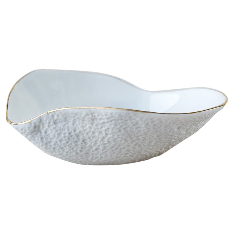 Indulge Nº2 / White + 24k Golden Rim / Side Dish, Handmade Porcelain Tableware For Sale