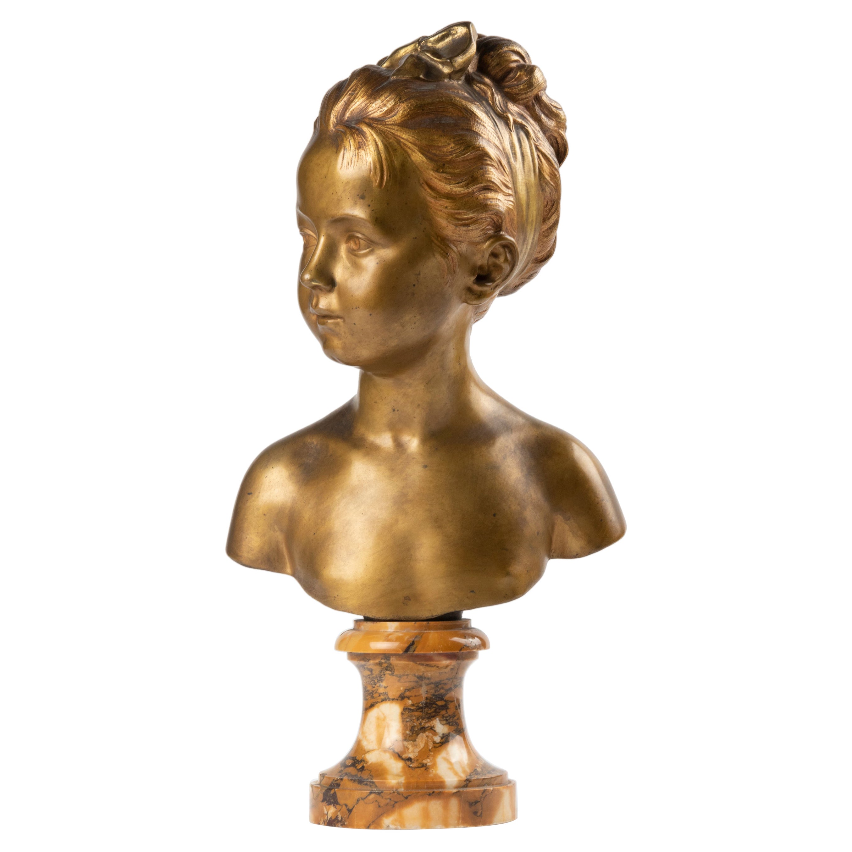 Late 19th Century Bronze Bust of Louise Brongniart After Jean-Antoine Houdon For Sale