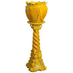 Antique 19th Century Yellow Glazed Minton Jardiniere and Stand