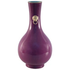 Chinese Purple Glazed Porcelain Pear Shaped Vase