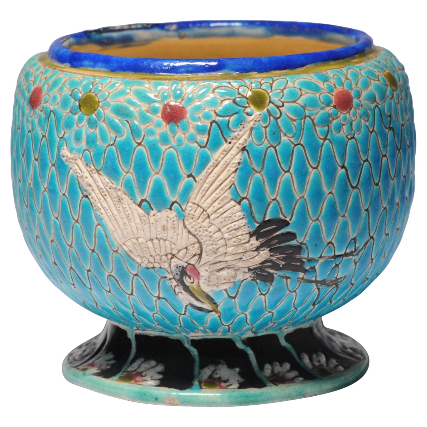 Pot à eau japonais turqoise Satsuma du 19e siècle ou base marquée Koro