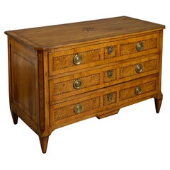 18th Century Louis XVI Period Burr Elm and Walnut Commode