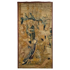 Belgian 17th Century Woven Tapestry of Kneeling King