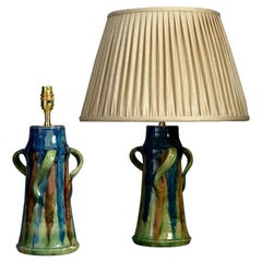 Pair of 19th Century Art Nouveau Pottery Vase Lamps