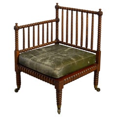 19th Century Regency Period Yew Wood Bobbin Turned Corner Chair