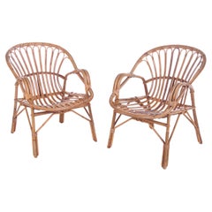French Retro Vintage Bamboo Set of Armchairs from the 1960s