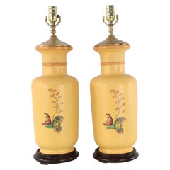 Pair of Chinese Yellow Balancing Scene Table Lamps