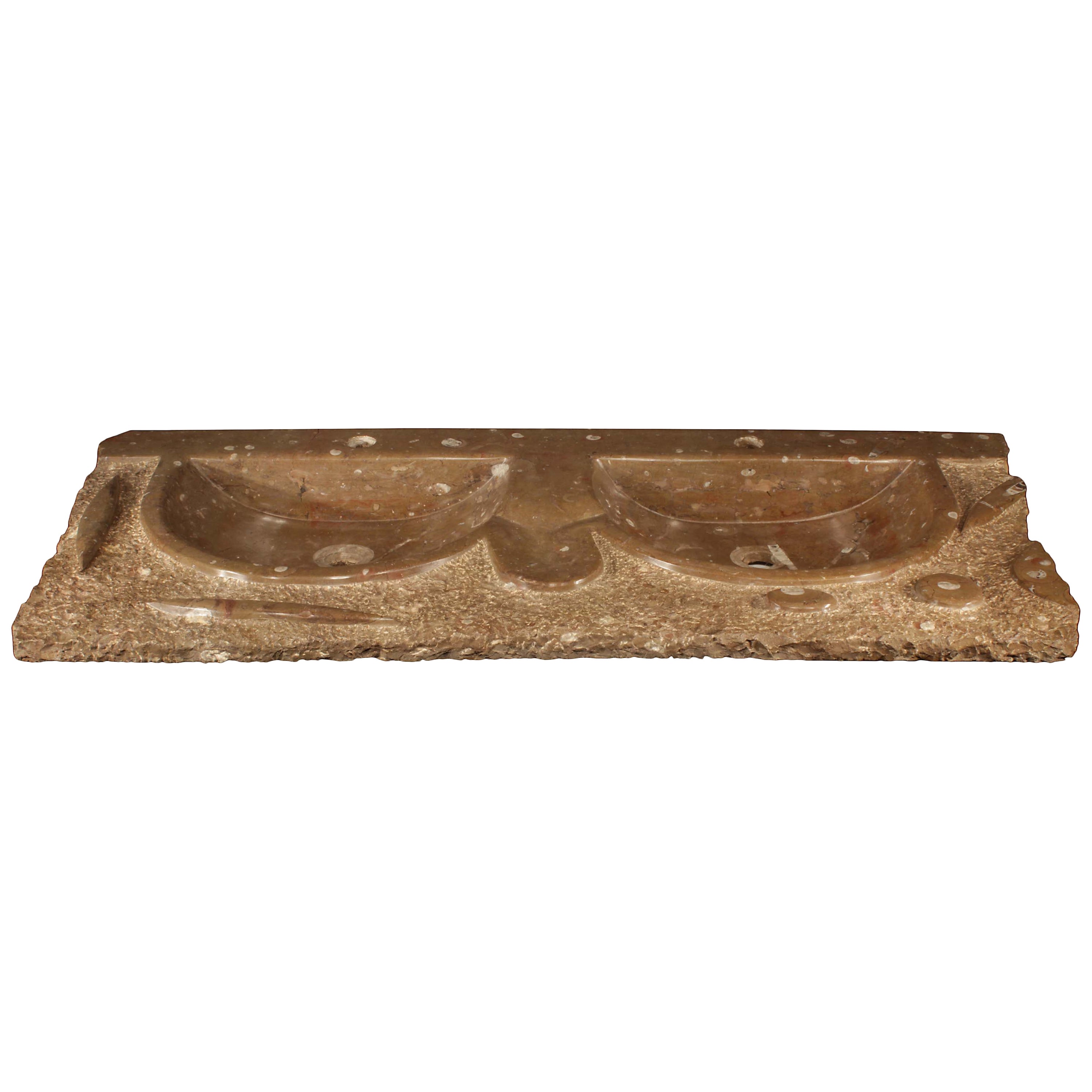 Italian 19th Century Fossilized Soapstone Double Sink For Sale