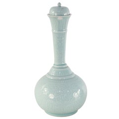 20th Century Chinese Celadon Lidded Porcelain Vase