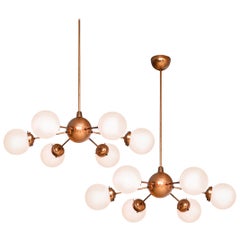 Sputnik Chandeliers in Copper and Opaline Glass