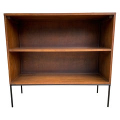 Midcentury Paul McCobb Single Bookcase #1516 Walnut Finish Iron Base Clean