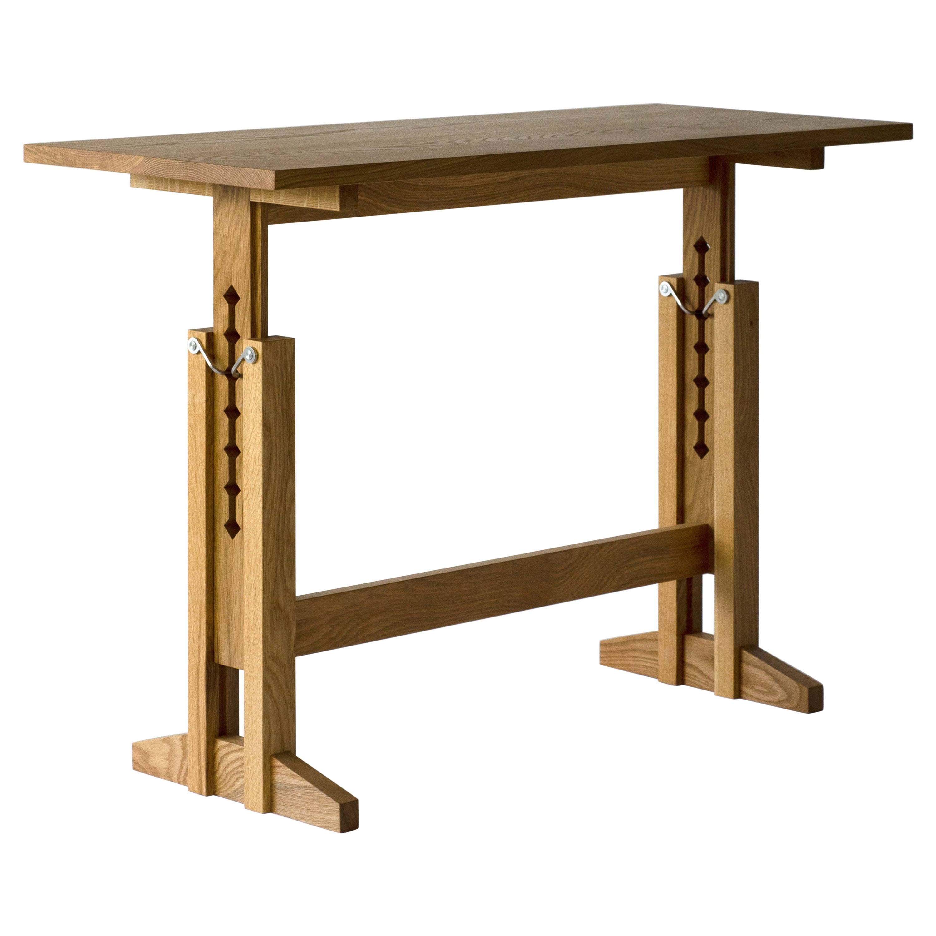 Contemporary Sitting Standing "Work" Desk in Solid White Oak by Casey Lurie, USA For Sale