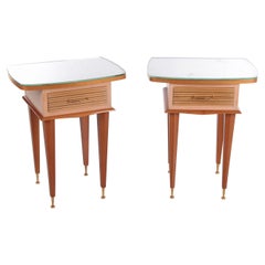 Design Italian Solid Wood Bedside Tables from the 1950s