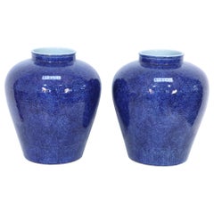 Pair of Chinese Cobalt Blue and Incised Dragon Motif Vases