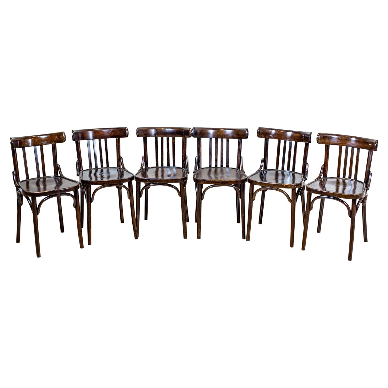 20th-Century Bentwood Beech Chairs in the Thonet Type in Dark Brown