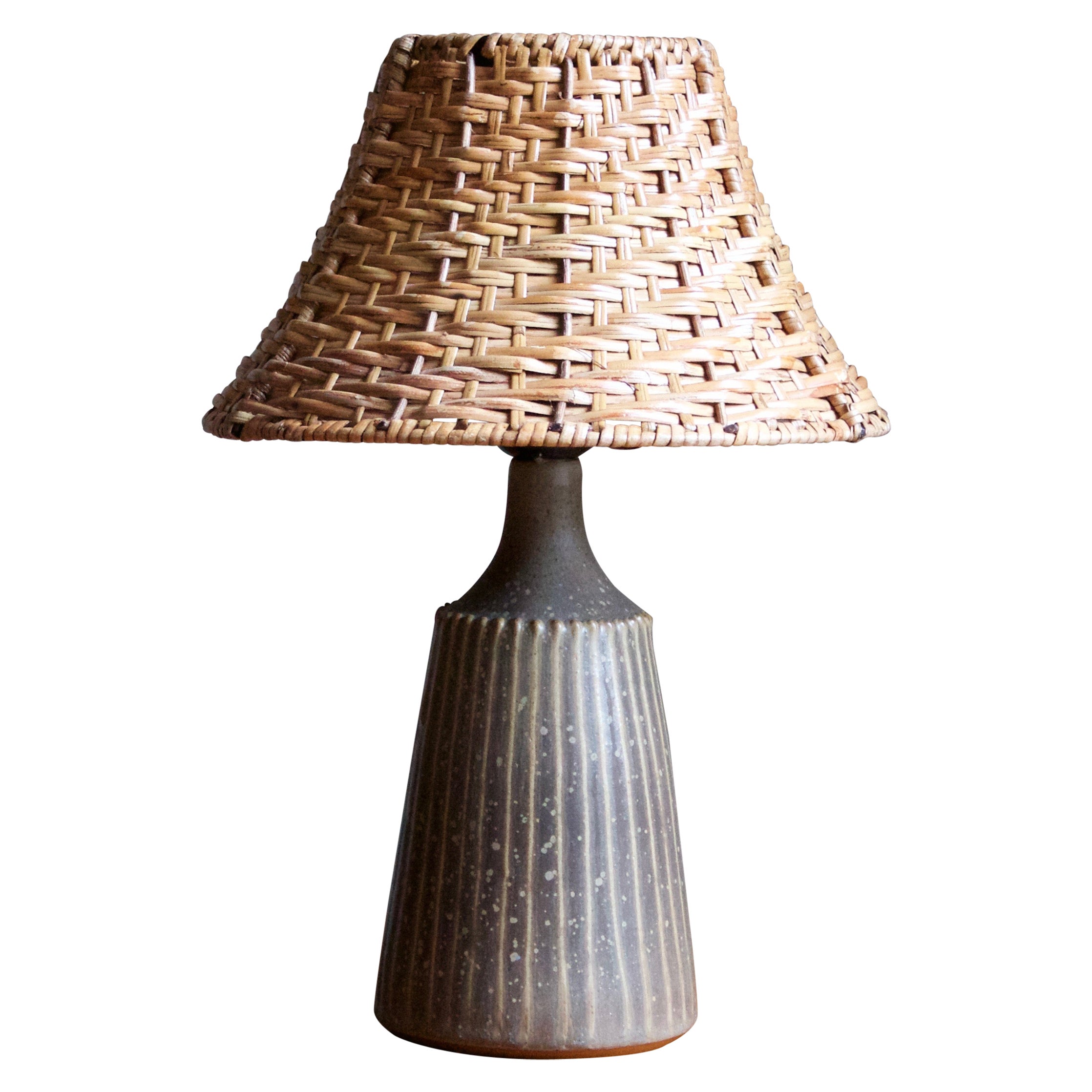 Rolf Palm, Table Lamp, Brown Glazed Stoneware, Mölle, Sweden, 1960s