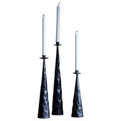 Swedish, Tall Candlesticks, Painted Metal, Sweden, c. 1970s