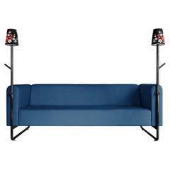 Blue PK9 Sofa, Seat & Lamp Hybrid, Handmade Metal Structure by Paulo Kobylka