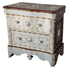 Vintage White Inlay Moorish Moroccan Nightstand Dresser