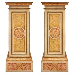 Pair of Italian 18th Century Mecca and Polychrome Pedestals