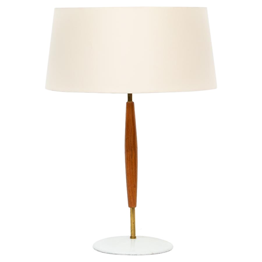 1960s White Fabric Shade Table Lamp by Gerald Thurston For Sale