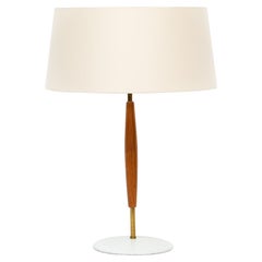1960s White Fabric Shade Table Lamp by Gerald Thurston
