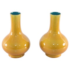 Pair of Yellow Pear Shaped Ceramic Vases