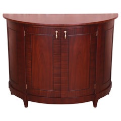 Baker Furniture Regency Mahogany Demilune Console or Bar Cabinet, Refinished