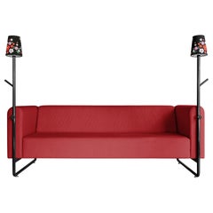 Rotes PK9-Sofa, Sitz- und Lampen Hybrid, handgefertigte Metallstruktur von Paulo Kobylka