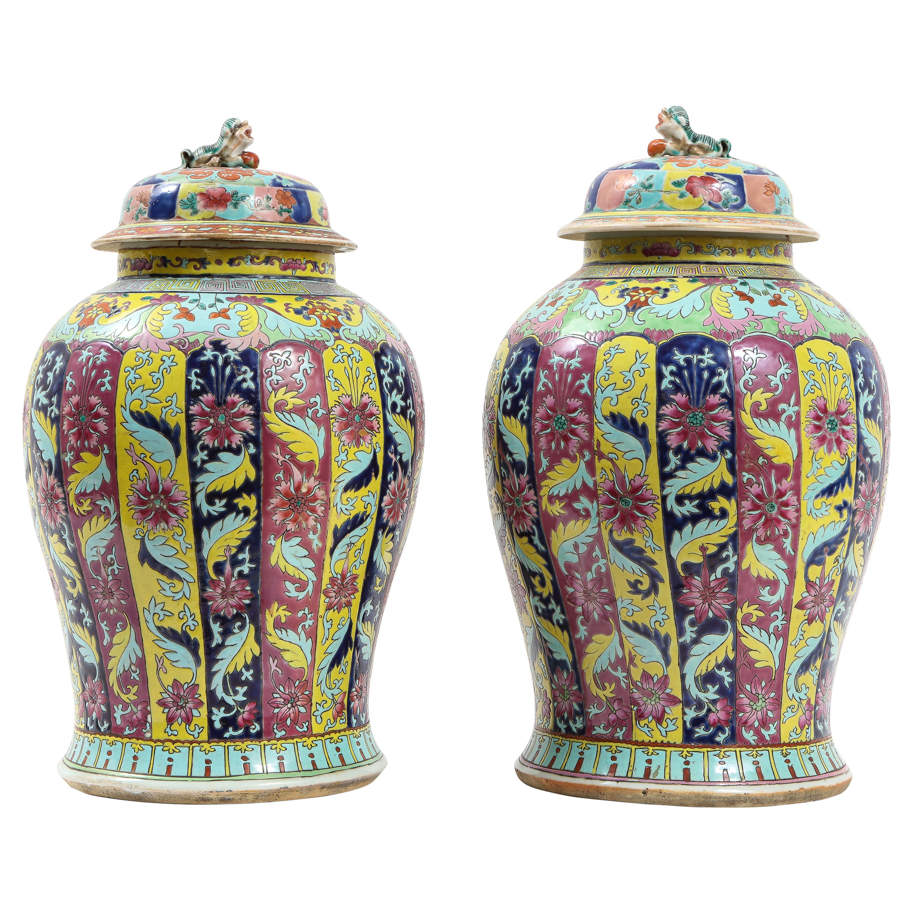 Pr. 19th Century Famille Rose Baluster Form Covered Vases, Henry Ford Collection For Sale