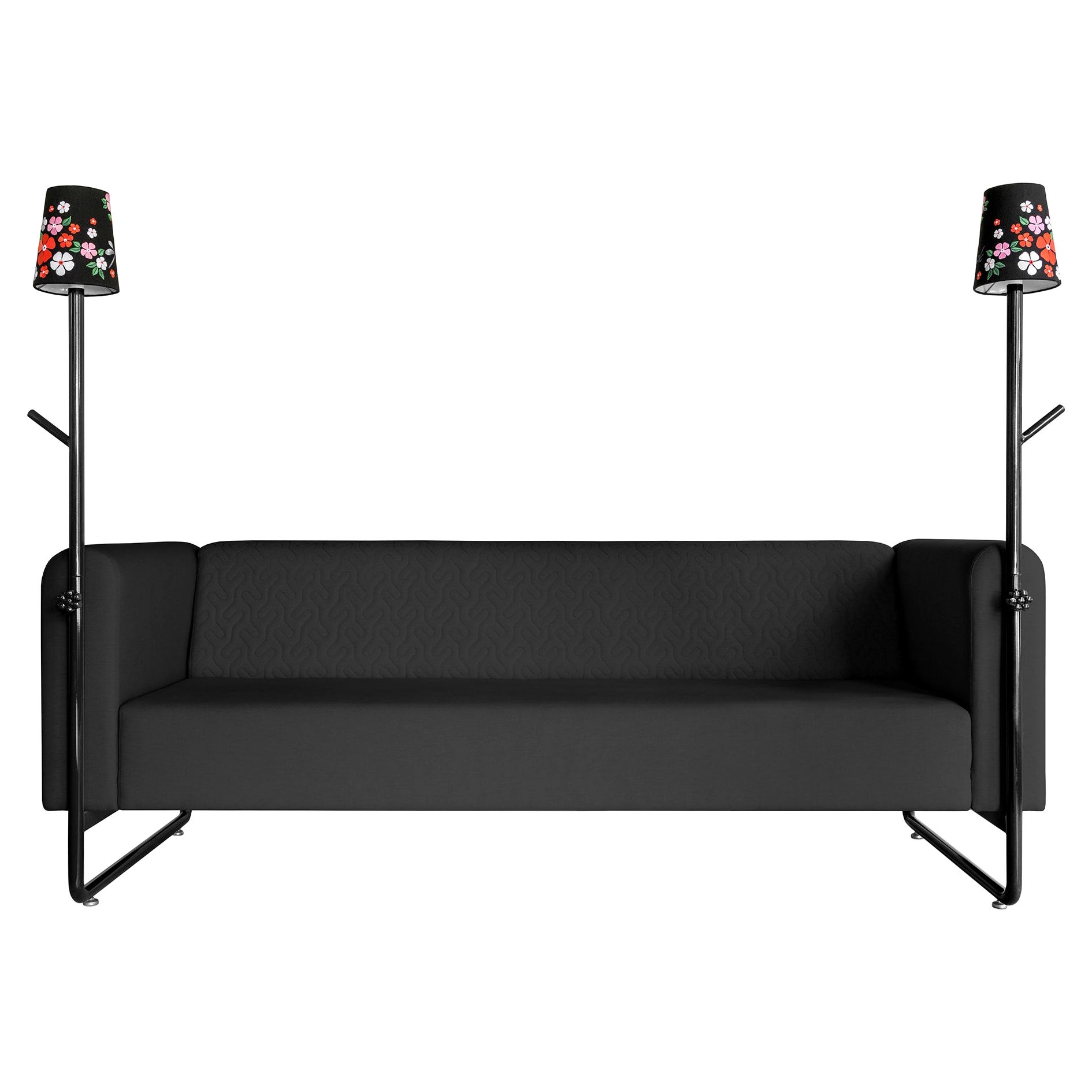 Black PK9 Sofa, Seat & Lamp Hybrid, Handmade Metal Structure by Paulo Kobylka