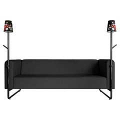 Black PK9 Sofa, Seat & Lamp Hybrid, Handmade Metal Structure by Paulo Kobylka