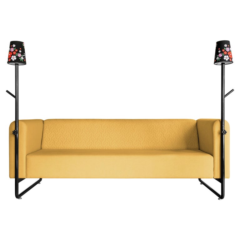 Yellow PK9 Sofa, Seat & Lamp Hybrid, Handmade Metal Structure by Paulo Kobylka For Sale