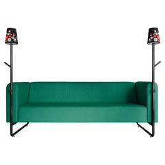 Grünes PK9 Sofa, Sitz und Lampe Hybrid, handgefertigte Metallstruktur von Paulo Kobylka