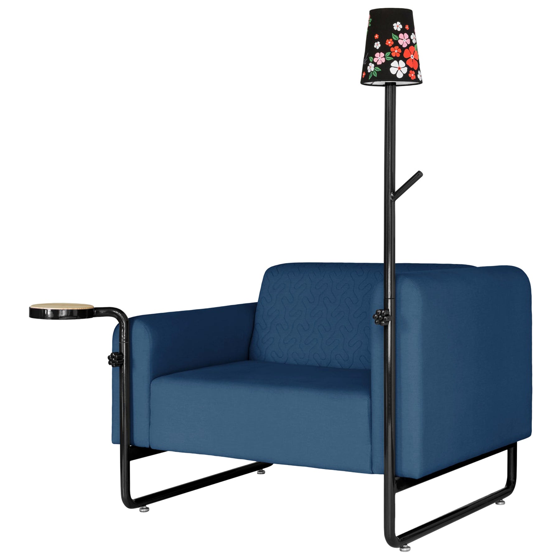 Fauteuil, assise et lampe PK8 hybride, structure métallique faite à la main par Paulo Kobylka