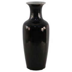 Chinese Tall Black Glazed Porcelain Vase
