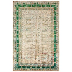 Rug & Kilim’s Khotan Style Modern Rug in Green, Beige-Brown Pomegranate Pattern