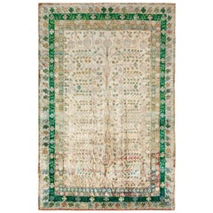 Rug & Kilim’s Khotan Style Modern Rug in Green, Beige-Brown Pomegranate Pattern