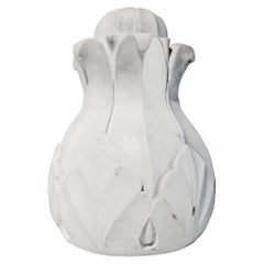 Hand-Carved White Marble Fountain Vessel from India