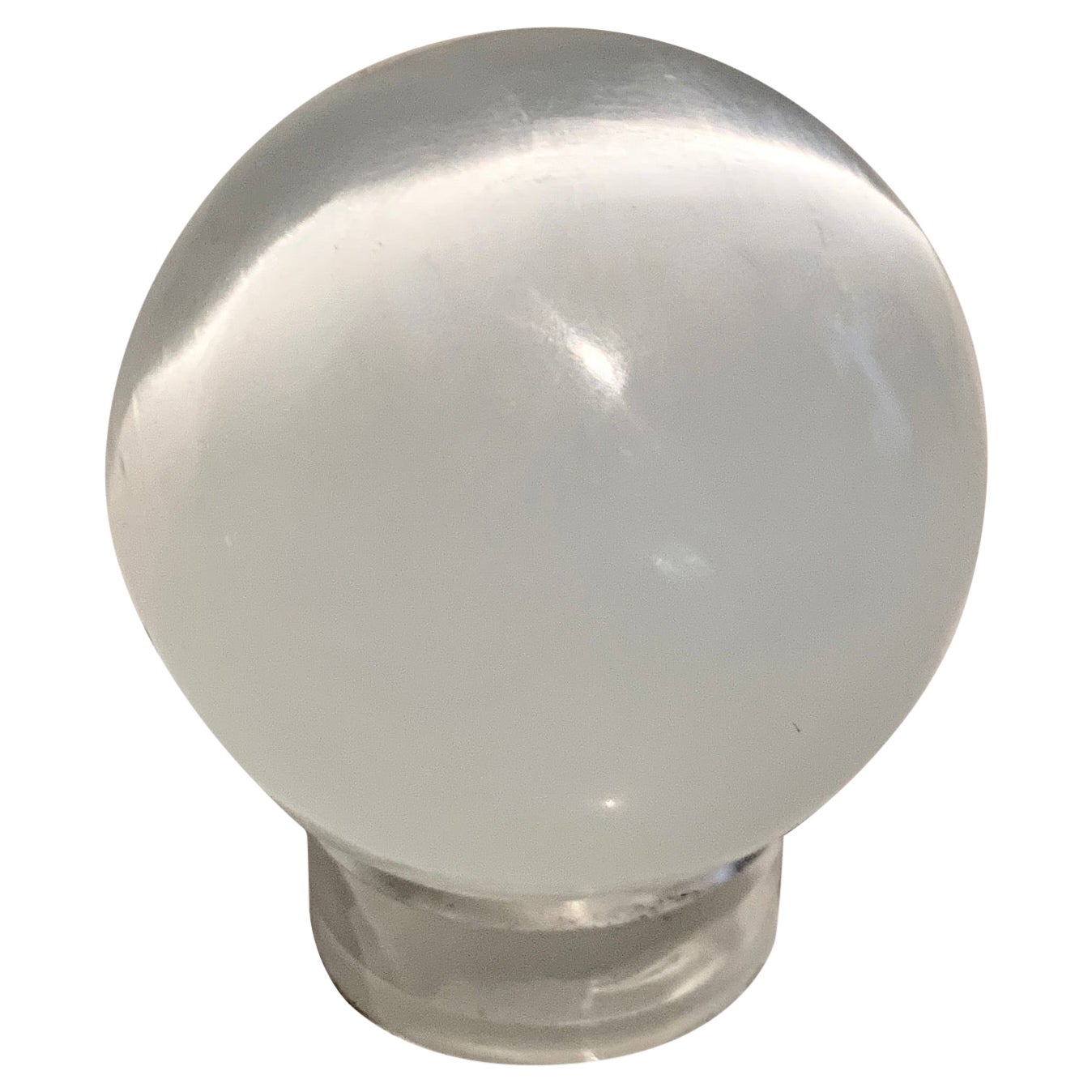 Mounted Iridescent Opaline Sphere Paper Weight For Sale