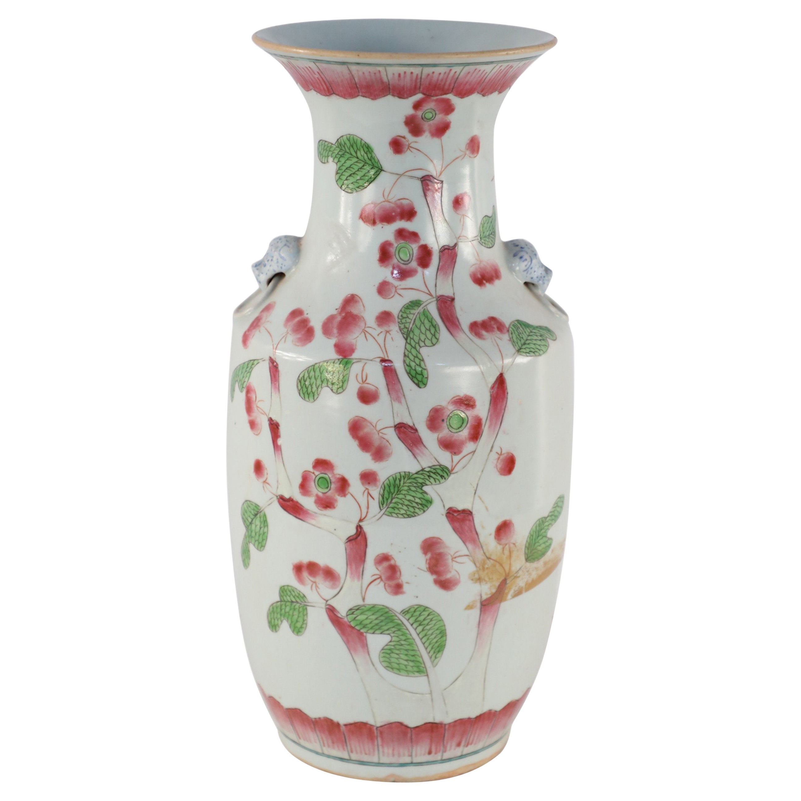 Chinese White and Pink Cherry Blossom Tree Porcelain Urn For Sale