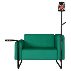 Green PK8 Armchair, Seat-Lamp Hybrid, Handmade Metal Structure by Paulo Kobylka