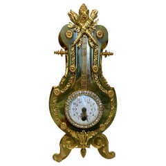 Superbo orologio antico a montante in onice, ormolu e gioielli, francese del XIX secolo