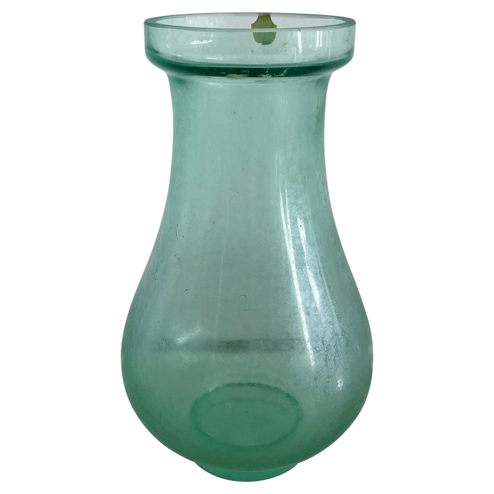 Mid Century Pear Shaped Green Seguso Scavo Murano Glass Vase