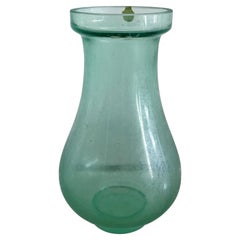Mid Century Pear Shaped Green Seguso Scavo Murano Glass Vase