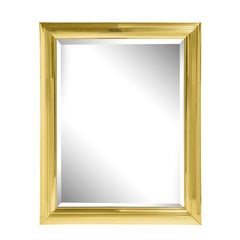 Grande specchio con cornice in ottone lucido modellato anni '70