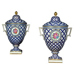 Early 20th Century Pair of Hand-Painted Porcelain Vases, circa 1920